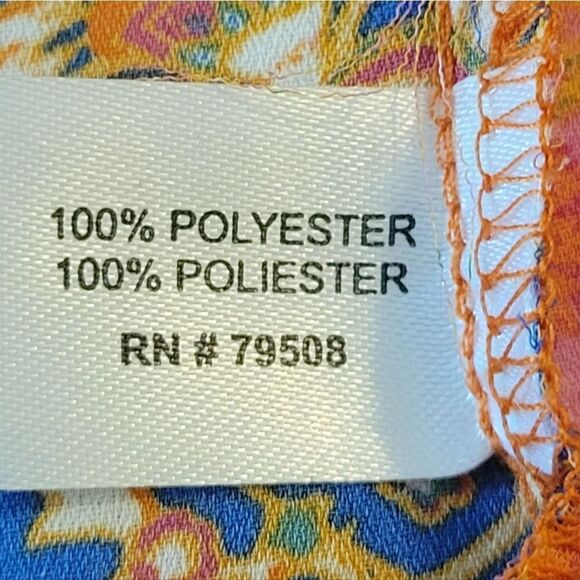 Cynthia Rowley Orange Patterned Tie Pleated Sleeveless Chiffon Blouse Size S - Picture 7 of 8